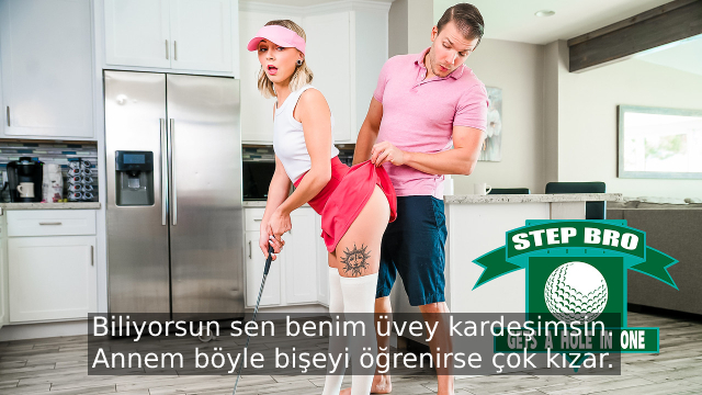 Üvey Kız Kardeşine Golf Öğretmeye Çalışırken Arkadan Dayıyor